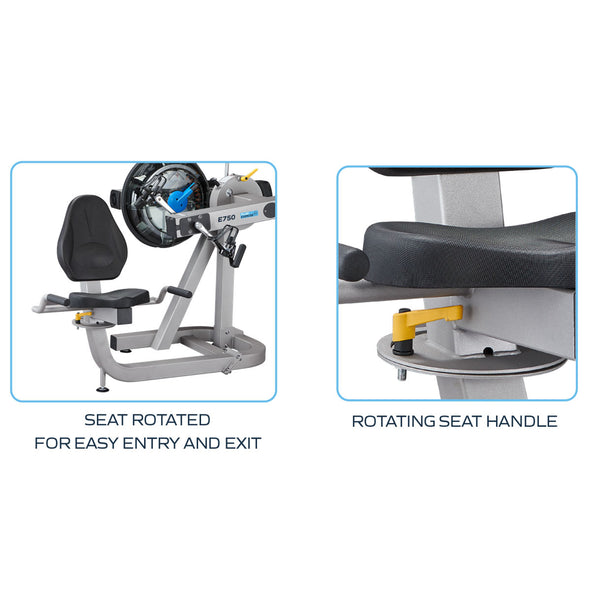 [FDF Fluid Exercise] E750 RECUMBENT CYCLE UBE 2022 Black - Commercial Dual Action Arm Grinder Recumbent